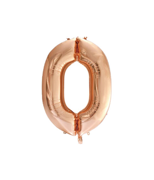 Rose gold foil balloon in number "0" design