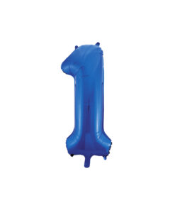 Royal blue foil balloon in number "1" design