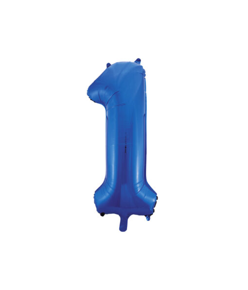 Royal blue foil balloon in number "1" design