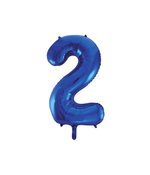 Royal blue foil balloon in number "2" design