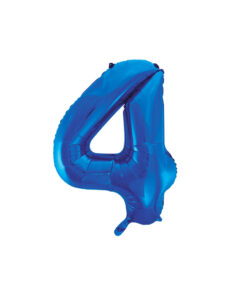 Royal blue foil balloon in number "4" design