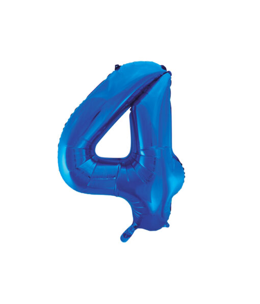 Royal blue foil balloon in number "4" design