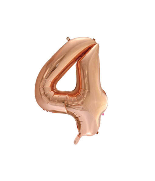 Rose gold foil balloon in number "4" design