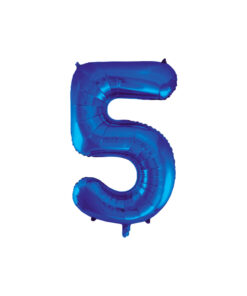 Royal blue foil balloon in number "5" design