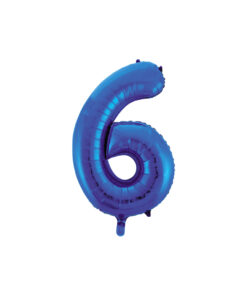 Royal blue foil balloon in number "6" design