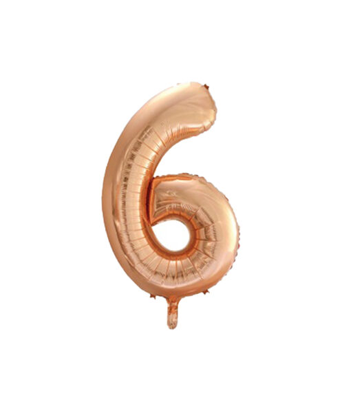 Rose gold foil balloon in number "6" design