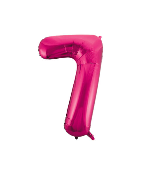 Hot pink foil balloon in number "7" design
