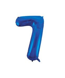 Royal blue foil balloon in number "7" design