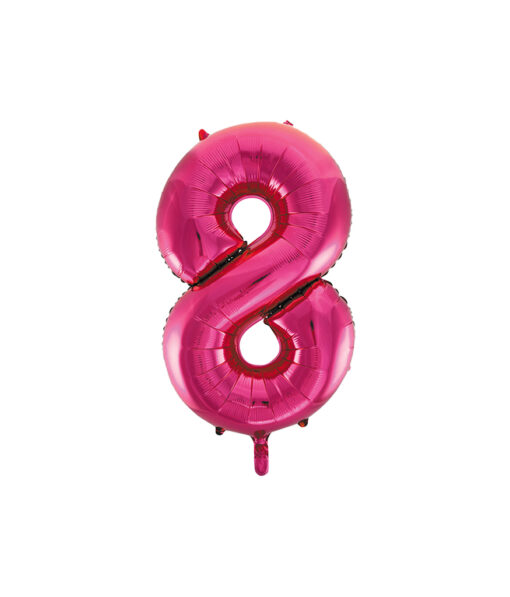 Hot pink foil balloon in number "8" design