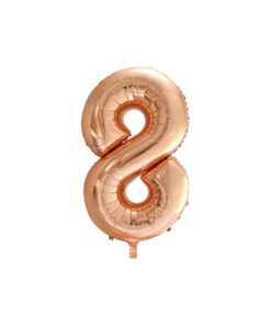 Rose gold foil balloon in number "8" design