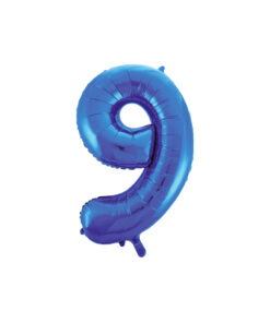 Royal blue foil balloon in number "9" design