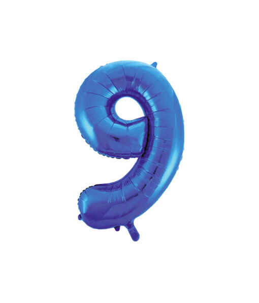 Royal blue foil balloon in number "9" design