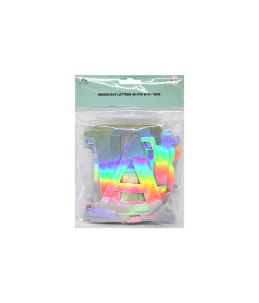 Iridescent letters with tape in pack of 46