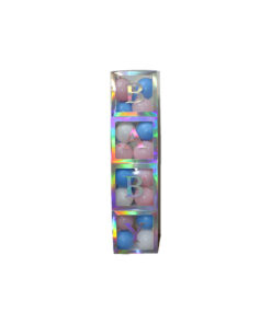 Iridescent bordered transparent decoration cube set coming with 4 boxes and 15 letters