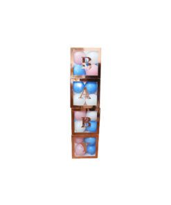 Rose gold bordered transparent decoration cube set coming with 4 boxes and 15 letters