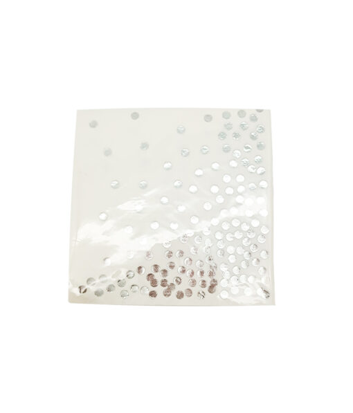 Small white napkins with silver dot design coming in pack of 20 pieces