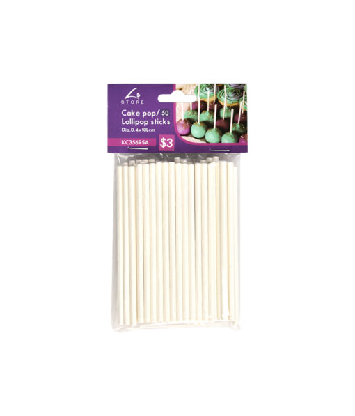 Cake pop and lollipop stick set of length 10cm coming in pack of 50