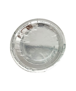 Metallic silver paper plate of size 9inch coming in pack of 12 pieces