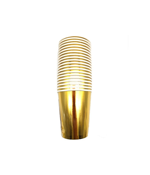 Disposable paper cups in metallic gold colour coming in pack of 20 pieces