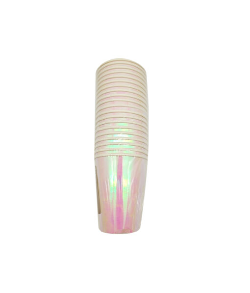 Disposable paper cups in iridescent colour coming in pack of 20 pieces