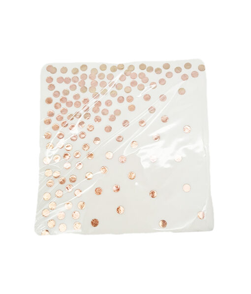 Large napkins with rose gold dots coming in pack of 20 pieces