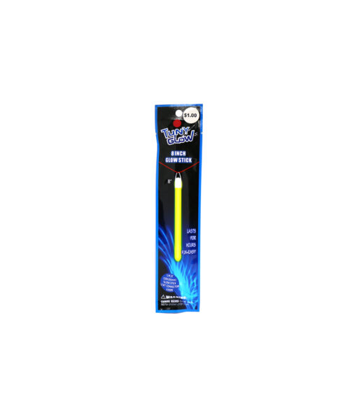 Glow in the dark stick with cord in assorted colours coming in length of 8in and in pack of 1