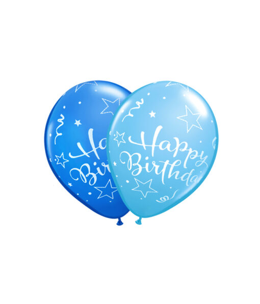 Mixed Blue Happy Birthday Latex Balloons 12inch 10pk