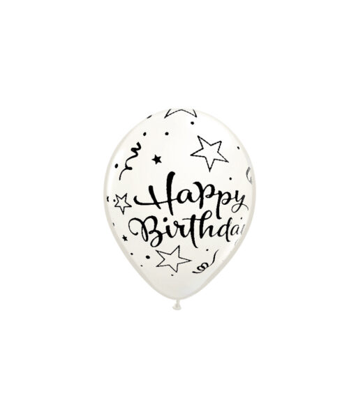 White Happy Birthday Latex Balloons 12inch 10pk