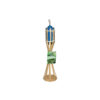 Oil lamp with wood base and blue oil canister