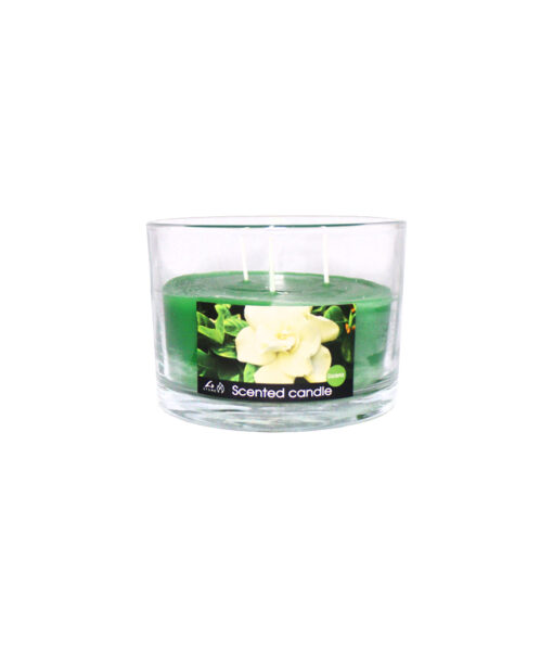 Gardenia scented candle in small glass jar