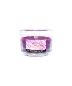 Lavender scented candle in small glass jar