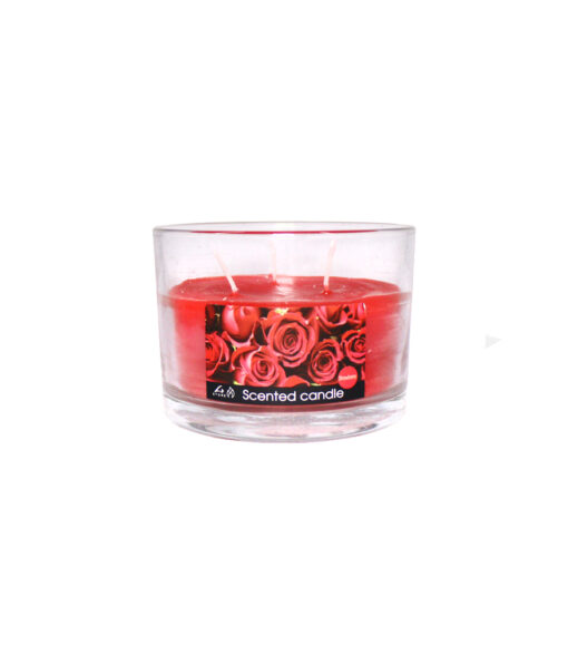 Rose scented candle in small glass jar