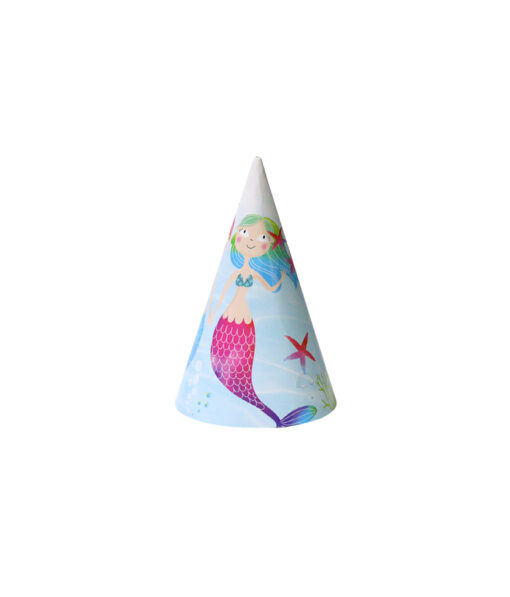 Mermaid paper party hats in pack of 12