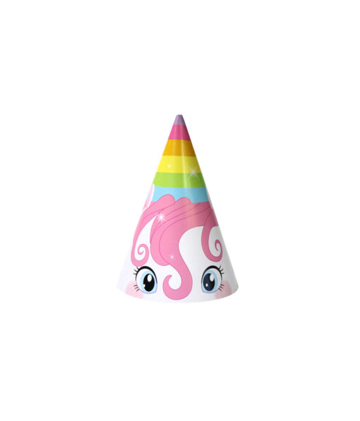 Unicorn paper party hats in pack of 12