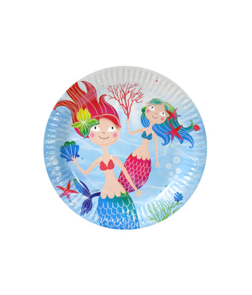 Paper plates with mermaid design in diameter of 23cm and coming in pack of 12