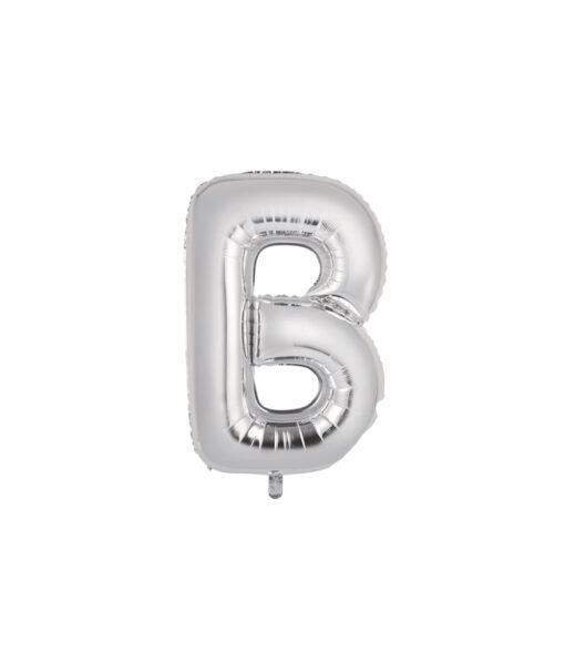 Silver foil balloon in letter "B" design