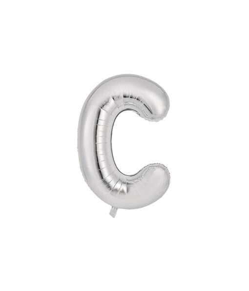 Silver foil balloon in letter "C" design