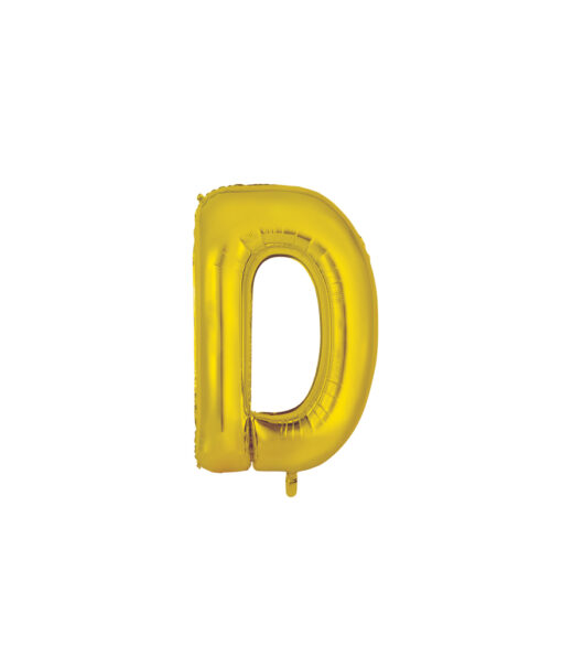 Gold foil balloon in letter "D" design