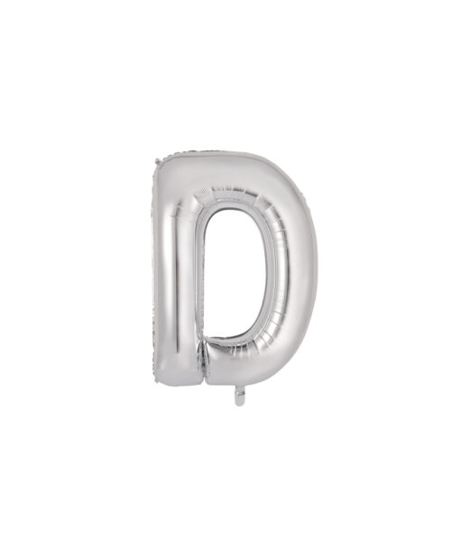 Silver foil balloon in letter "D" design