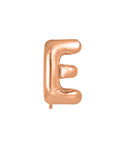 Rose gold foil balloon in letter "E" design