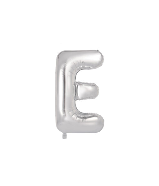 Silver foil balloon in letter "E" design