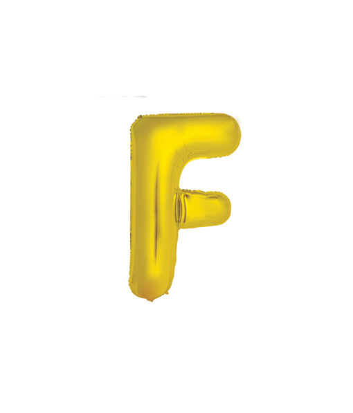 Gold foil balloon in letter "F" design