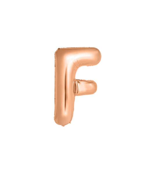 Rose gold foil balloon in letter "F" design