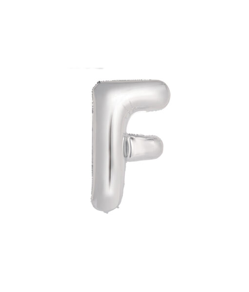 Silver foil balloon in letter "F" design