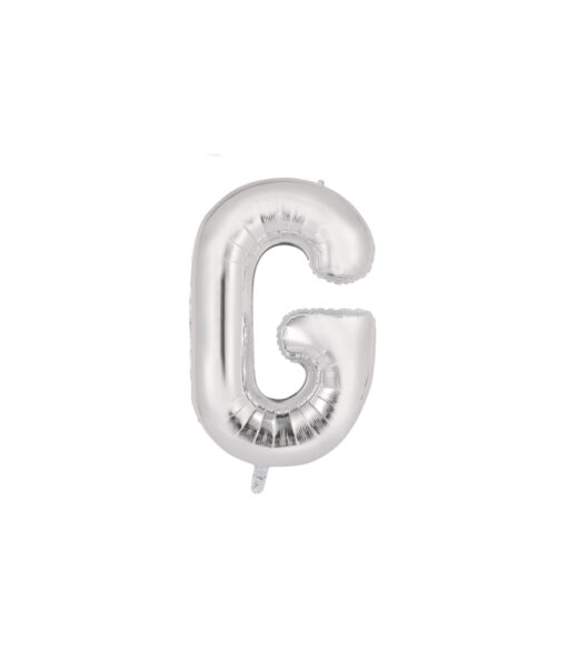 Silver foil balloon in letter "G" design