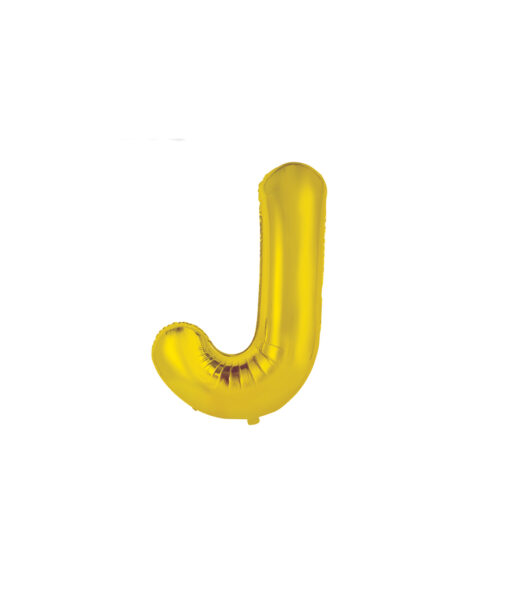 Gold foil balloon in letter "J" design