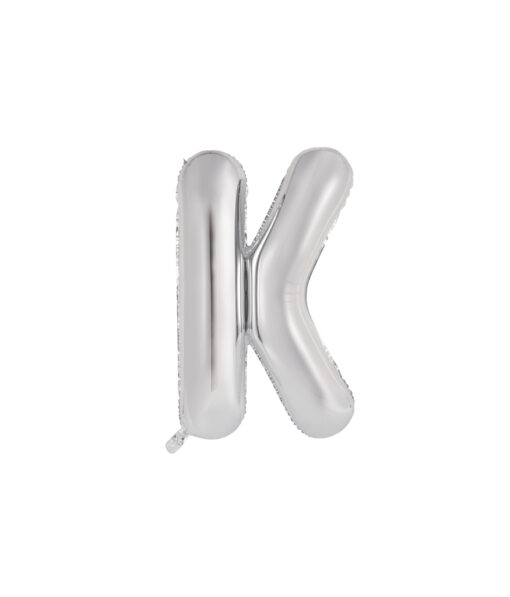 Silver foil balloon in letter "K" design