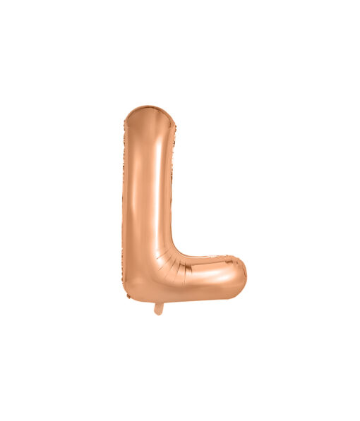 Rose gold foil balloon in letter "L" design