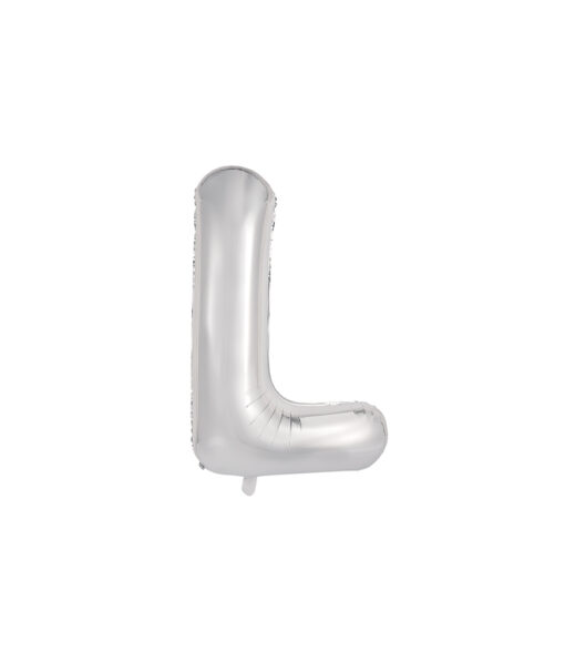 Silver foil balloon in letter "L" design