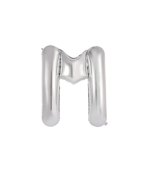 Silver foil balloon in letter "M" design